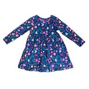 Mini Boden Blue Holiday Floral Kids Dress